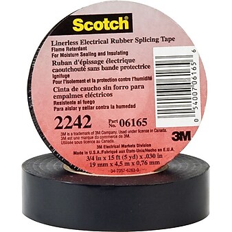Scotch® Linerless Electrical Rubber Tape; Black, 30 mil