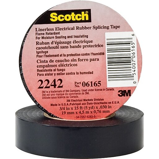 Scotch® Black Rubber Backing Linerless Insulating Electrical Tape, 3/4