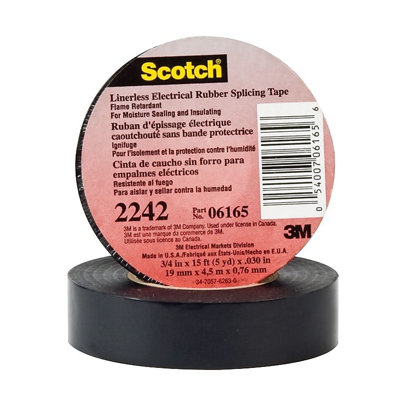 Scotch® Linerless Electrical Rubber Tape; Black, 30 mil image 1
