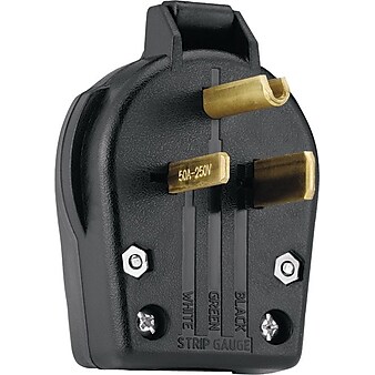 Cooper Wiring Devices Black Thermoplastic Body Male Cap Plug, 10 - 4 AWG Conductor, 250 V, 50 A