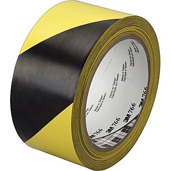 3M Hazard Marking Vinyl Tape, 36 yds. x 2", Black And Yellow Diagonal Stripe, Each (405-021200-43181)
