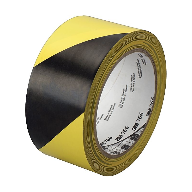 3M Hazard Marking Vinyl Tape, 36 yds. x 2", Black And Yellow Diagonal Stripe, Each (405-021200-43181) image 1