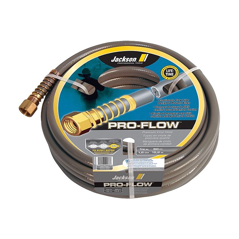 Jackson Safety Pro-Flow Heavy Duty Professional Water Hose, PVC, 5/8" x 50', Gray (027-4003600) image 1