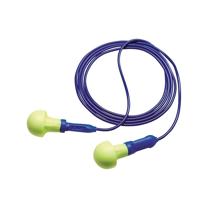 E-A-R Push-Ins EARform Corded Earplugs, NRR 28 dB, Blue/Yellow, 100/Box (318-1001) image 1