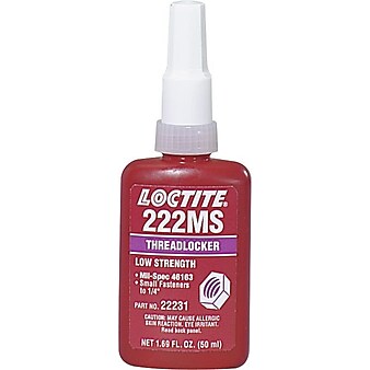 Loctite® 222MS™ Threadlocker, Low Strength/Small Screw, Purple, 10mL