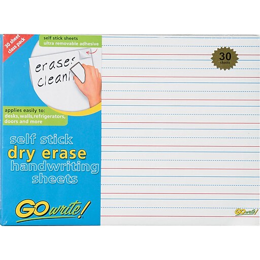 Shop Staples for GoWrite!, Dry Erase Handwriting Sheets, 8 1/4 x 11, Lined, 30/Pack