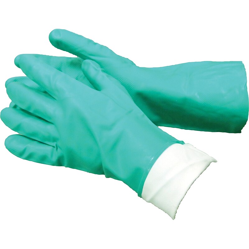 Tradex Flock Lined Gloves, Green Nitrile, Extra Large, 12 Pair (NTL650XL/HDG) image 1