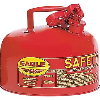 Eagle Type I Galvanized Steel Red Safety Can, 11.25 in (OD) x 9.5 in (H), 2 Gallon