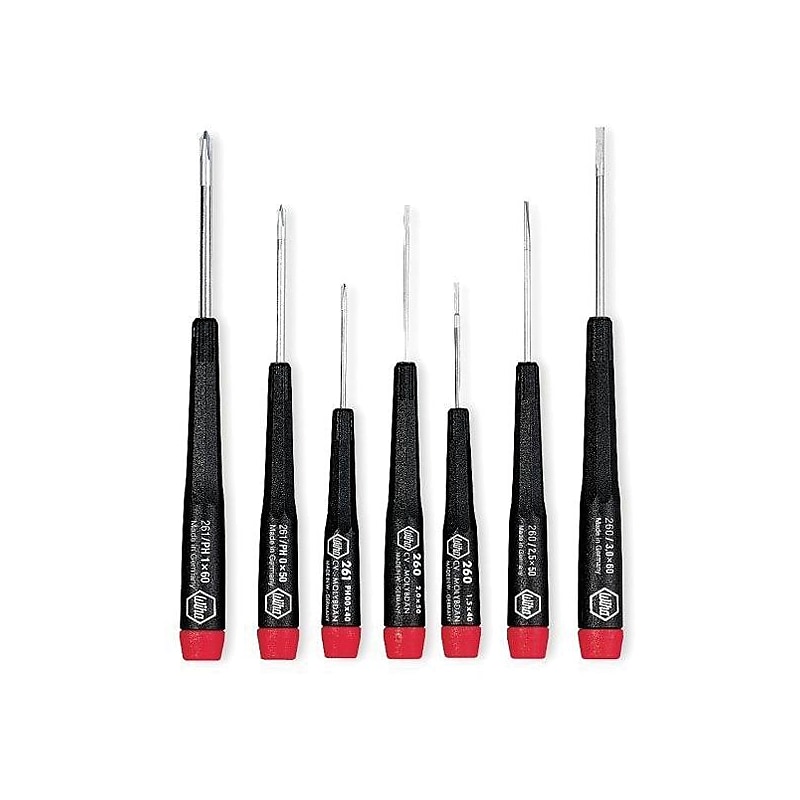 Wiha Tools 7 Pieces Phillips Slotted Tip Screwdriver Set, #00 - #1, 1.5-3 mm (W), 10.200 in (L) image 1
