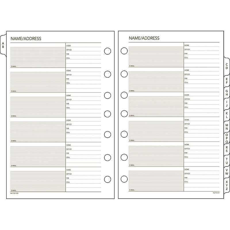 AT-A-GLANCE Day Runner® Recycled Telephone/Address A-Z Tabs, 5-1/2" x 8-1/2" (021-0100) image 1