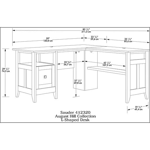Sauder® August Hill™ L-Desk, Oak | Staples