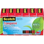 Scotch® Transparent Greener Tape, 3/4" x 25 yds., 6 Rolls (612-6P)