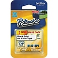 Brother P-touch M-231 Label Maker Tape, 1/2" x 26-2/10', Black on White, 2/Pack (M-2312PK)