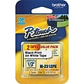 Brother P-touch M-231 Label Maker Tape, 1/2" x 26-2/10', Black on White, 2/Pack (M-2312PK)