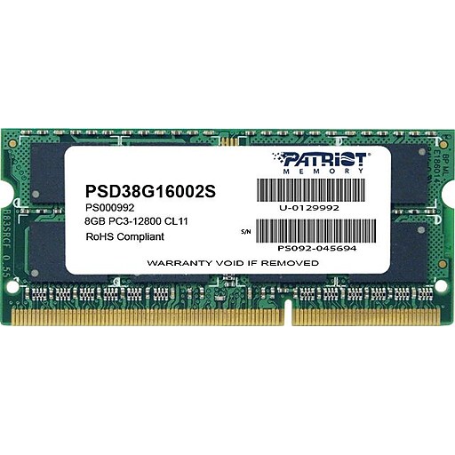 Patriot Signature 8GB (1 x 8GB) DDR3 (204Pin SODIMM) DDR3 1600 (PC3