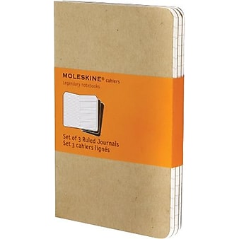 Moleskine Cahier Soft Cover Journal, 3.5" x 5.5", Kraft Brown, 3/Pack (704925)