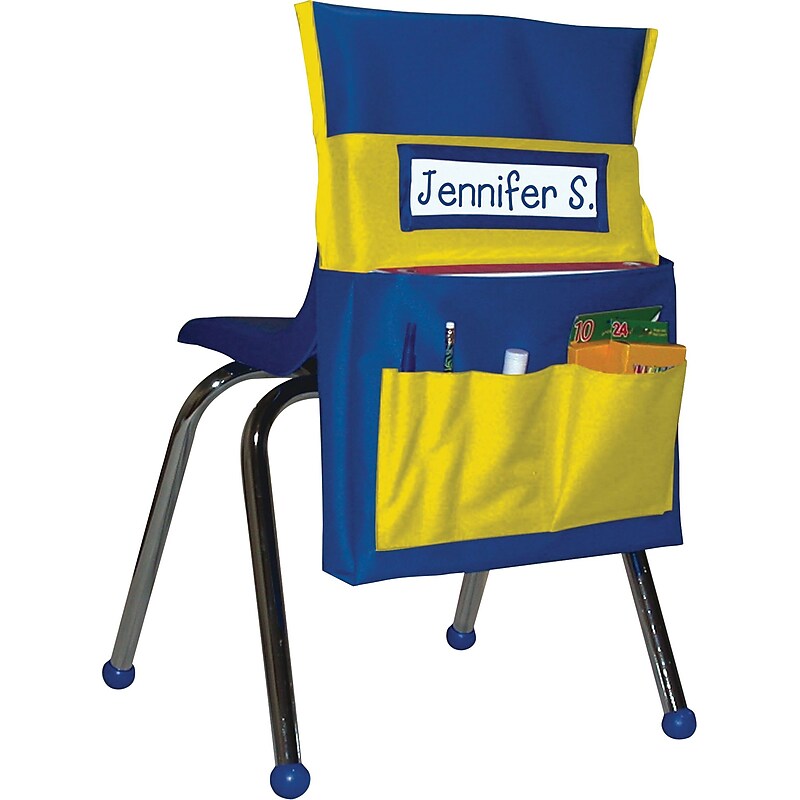 Carson-Dellosa Chairback Buddy™ Pocket, Blue with Yellow Pockets, All Grades image 1