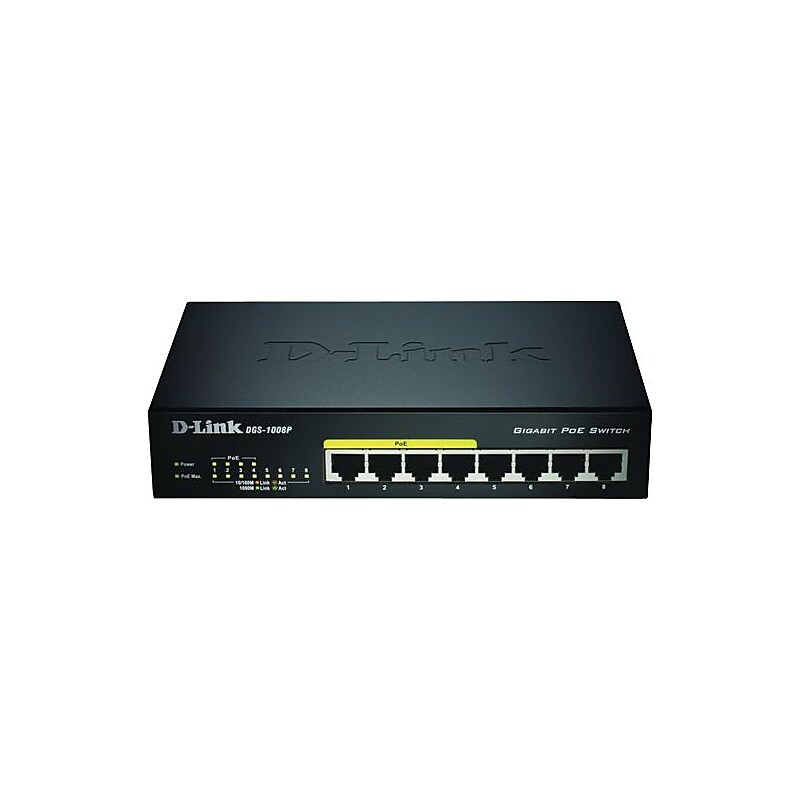 D-Link 8-Port Gigabit Ethernet Unmanaged Switch (DGS-1008P) image 1