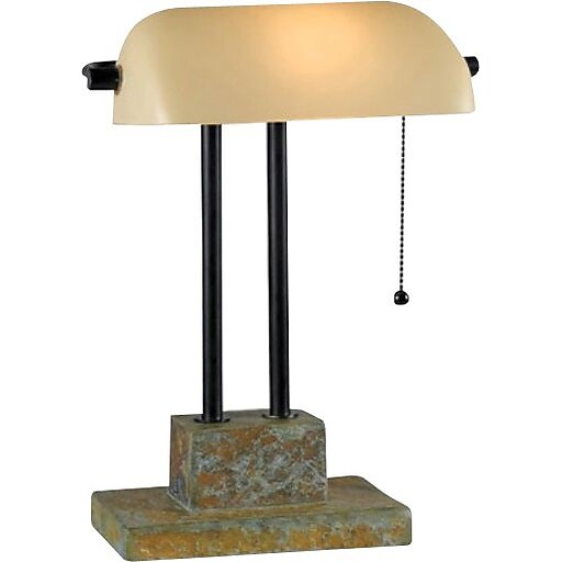 Kenroy Home Greenville Banker Lamp, Natural Slate with Oil ...