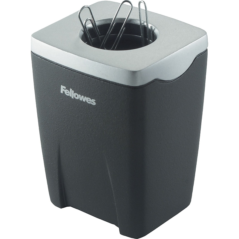 Fellowes® Office Suites™ Paper Clip Cup, Black/Silver, 3-1/4"H x 2-4/9"W x 2-1/5"D (8032801) image 1