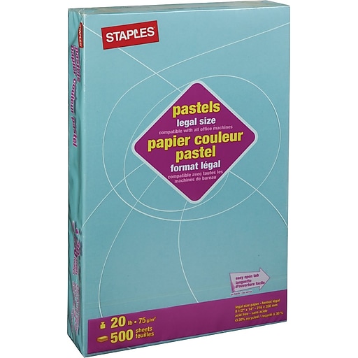 Shop Staples for Staples® Pastels Colored Copy Paper, 8.5" x 14", Blue, 500 Sheets/Pack (14790)