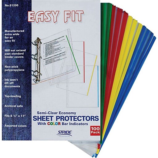 Shop Staples for Stride Easy Fit TopLoading Sheet Protectors with Color Bar Indicators, 8 1/2