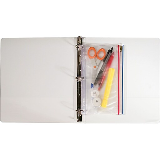 ZipAll Ring Binder Pocket, 6 x 9 1/2, Clear Staples