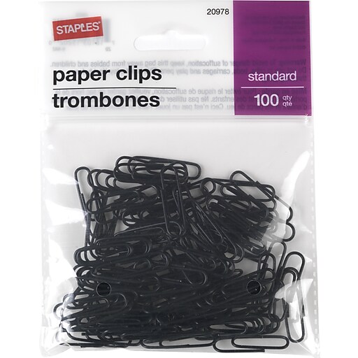Staples® 1 Size VinylCoated Paper Clips, Black, 100/Pack at Staples