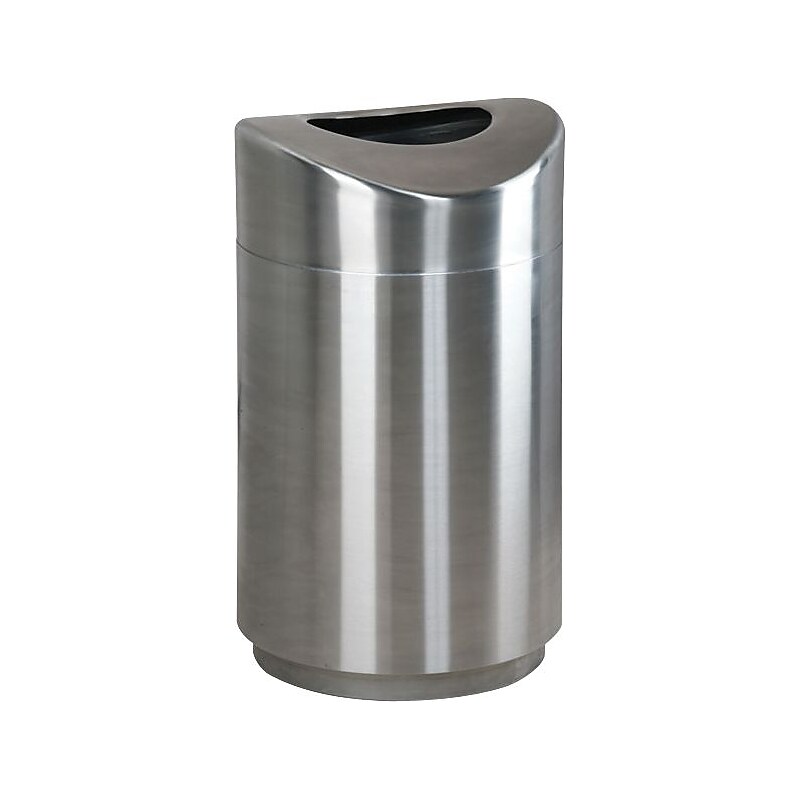 Rubbermaid Designer Line Eclipse Waste Receptacle, 30 Gallon, Steel, Silver Metallic, 25 1/2"H x 20" D image 1