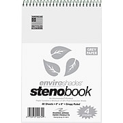 Roaring Spring Paper Products Enviroshades Steno Notebook, 6" x 9", 80 Sheets/Pad, Gregg Ruled, Recycled Gray Paper, 4 Books/Pk
