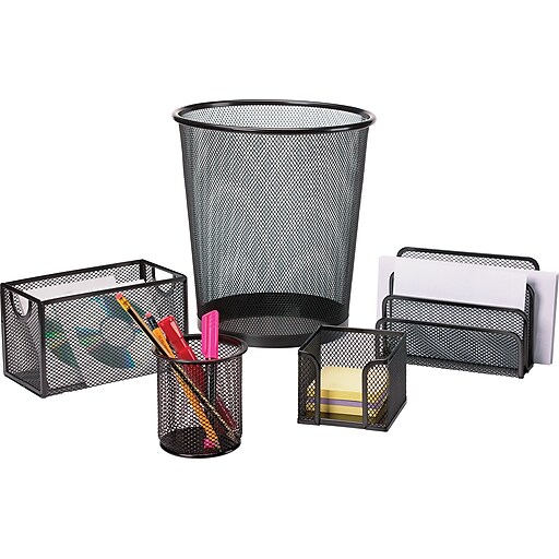Staples Black Wire Mesh Desk Collection 5-Piece Accessory Kit at Staples