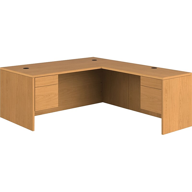HON 10500 Series L Shaped Office Desk, 72"W, Harvest image 1
