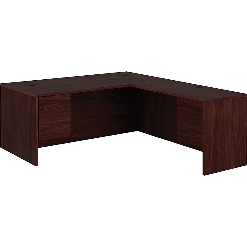 HON 10500 Series Right L-Shaped Office Desk, 72"W, Mahogany image 1