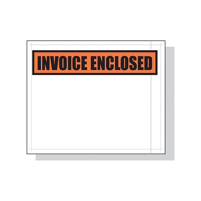 4 1/2 x 5 1/2" "Invoice Enclosed" Envelopes, Clear, 1000/Carton (PL13) image 1