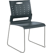 Continental Series Perforated Back Stacking Chairs, Charcoal Gray, 4/Carton