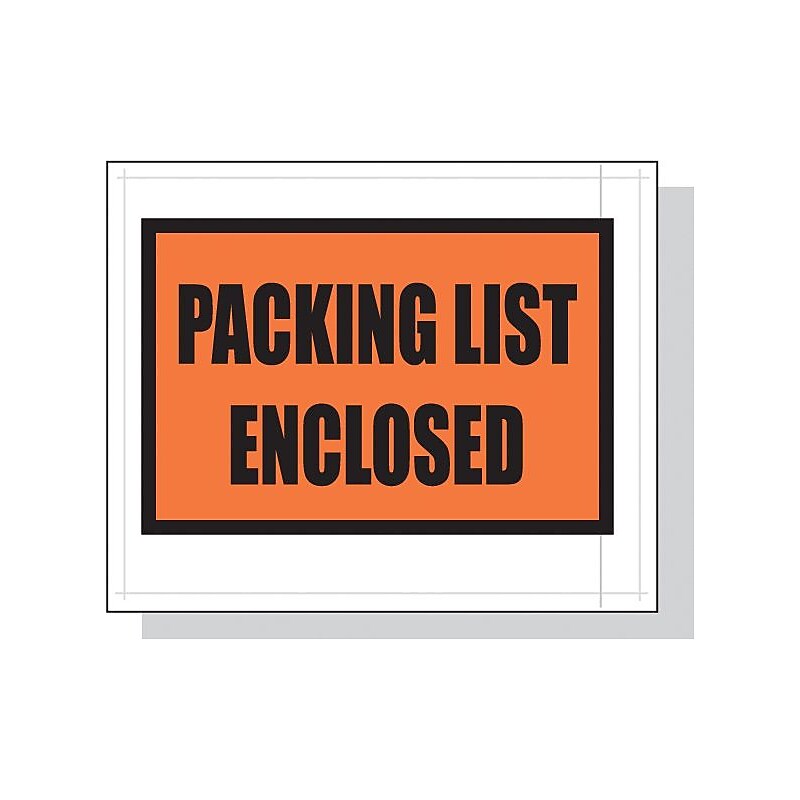 4 1/2 x 5 1/2" "Packing List Enclosed" Envelopes, Orange, 1000/Carton (PL10) image 1