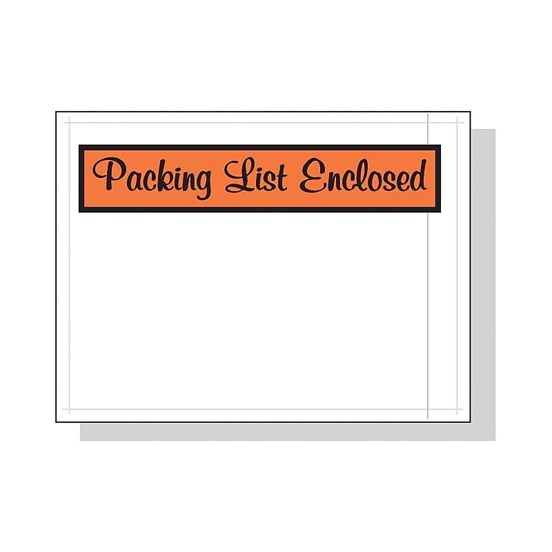 4 1/2 x 6" "Packing List Enclosed" Envelopes, Orange, 1000/Carton (PL2) image 1