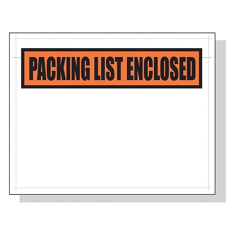 7 x 5 1/2" "Packing List Enclosed" Envelopes, Orange, 1000/Carton (PL19) image 1