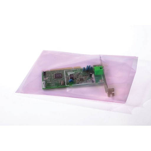 4" x 6" Antistatic Layflat Poly Bags, 4 Mil, Pink, 1000/Carton (12110