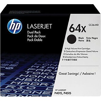 HP 64X Black High Yield Toner Cartridge, 2/Pack