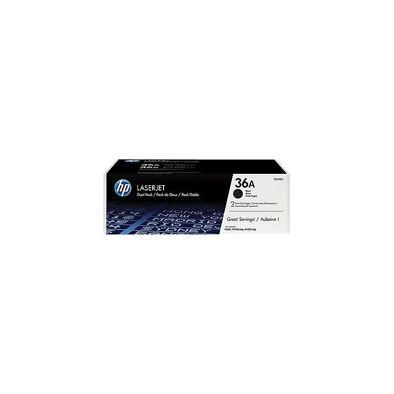 HP 36A Black Standard Yield Toner Cartridge, 2/Pack (CB436D) image 1