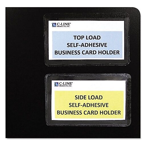 C Line Clear Self Adhesive Business Card Holder 3 1 2" H X 2" W Top Load 10 Pack