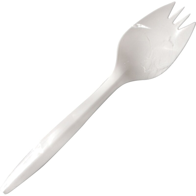 Berkley Square Individually Wrapped Plastic Sporks, Medium Weight, White, 1,000/Pk image 1