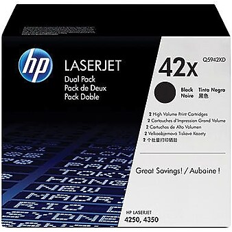 HP 42X Black High Yield Toner Cartridge, 2/Pack