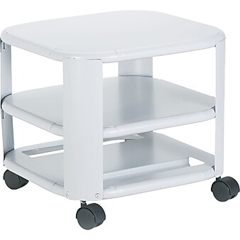 Martin Yale Master Mead-Hatcher 2-Shelf Metal Mobile Printer Stand with Dual Wheel, White (MAT24060)