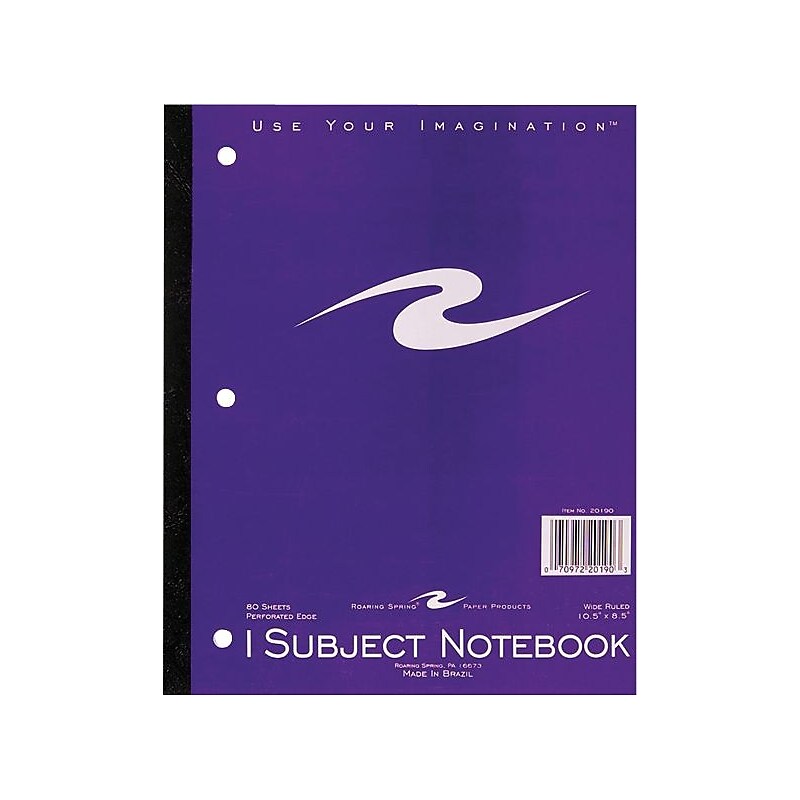 Roaring Spring Paper Products 1-Subject Notebooks, 8.5" x 10.5", Wide Ruled, 50 Sheets, Blue (20195) image 1
