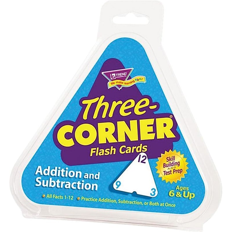 Trend Enterprises Three-Corner Math Flash Cards, Addition/Subtraction (T1670) image 1