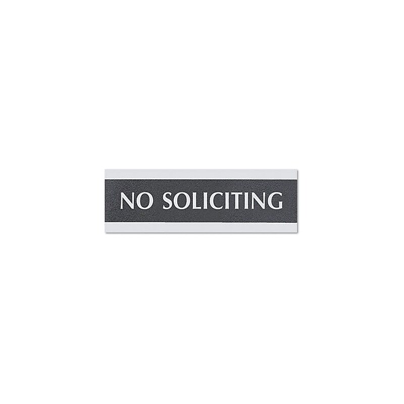 Century Series Office Sign, 3" x 9", No Soliciting (4758) image 1