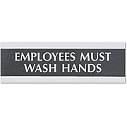 Century Series Office Signs, "Employees Must Wash Hands", 9"x 1/2"x 3" (4782)