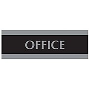 Century Series Office Signs, "Office", 9"x1/2"x3", Black/Silver(4762)